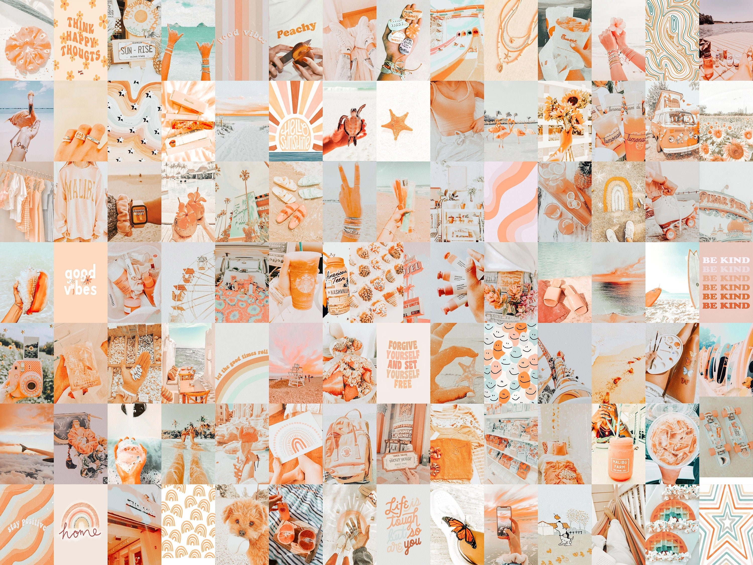 3000x2250 PCS Peach Wall Collage Kit Good Vibes Beach Aesthetic, Desktop