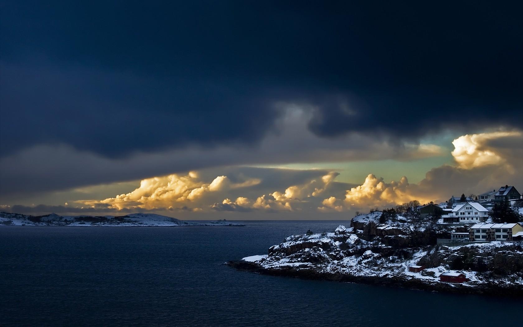 1680x1050 Ocean Sea: Coast Winter Norwegian Bergen Line Ocean Waves Wallpaper, Desktop