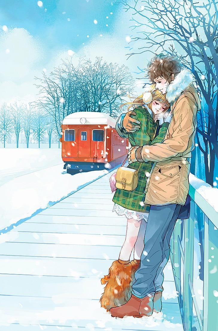 730x1110 HD wallpaper: anime, couple, cute, love, pretty, red, romantic, Phone