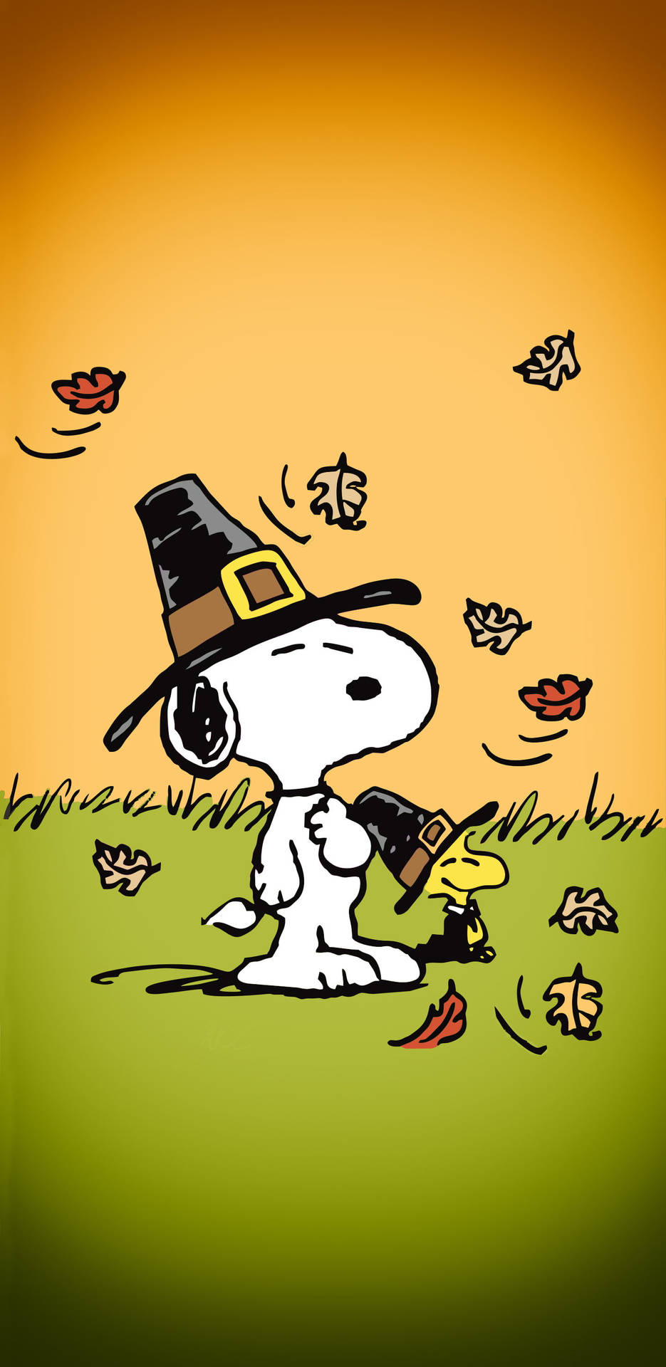 940x1920 Download Snoopy Autumn Leaves, Phone