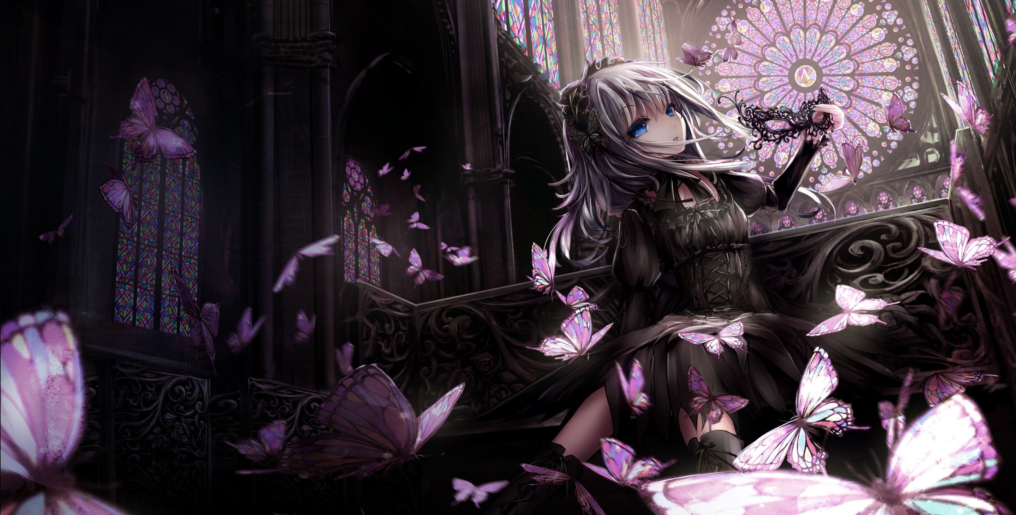 3520x1790 Gothic Anime Girl Wallpaper, Desktop