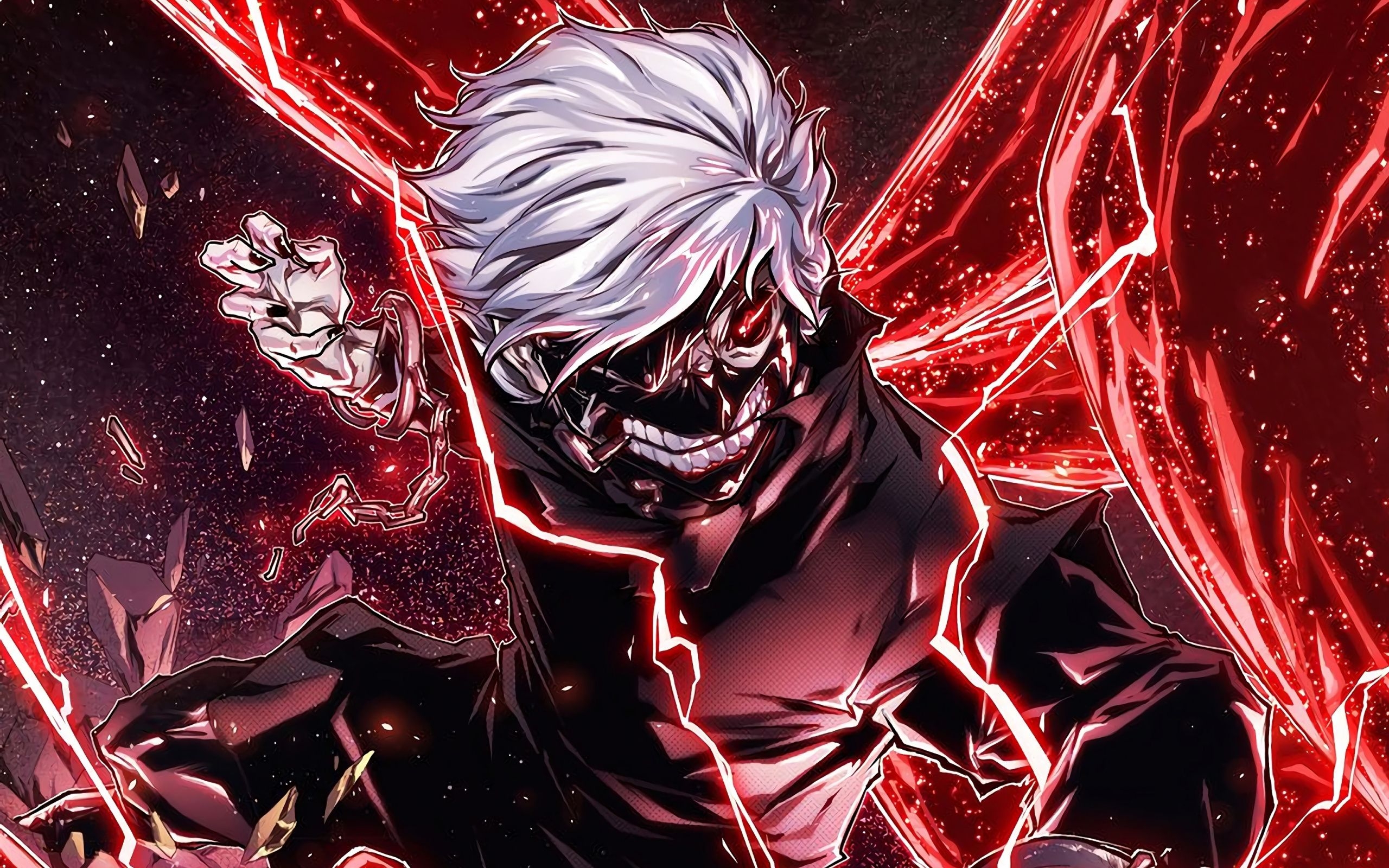 2560x1600 Download  wallpaper ken kaneki, angry, anime boy, dual, Desktop