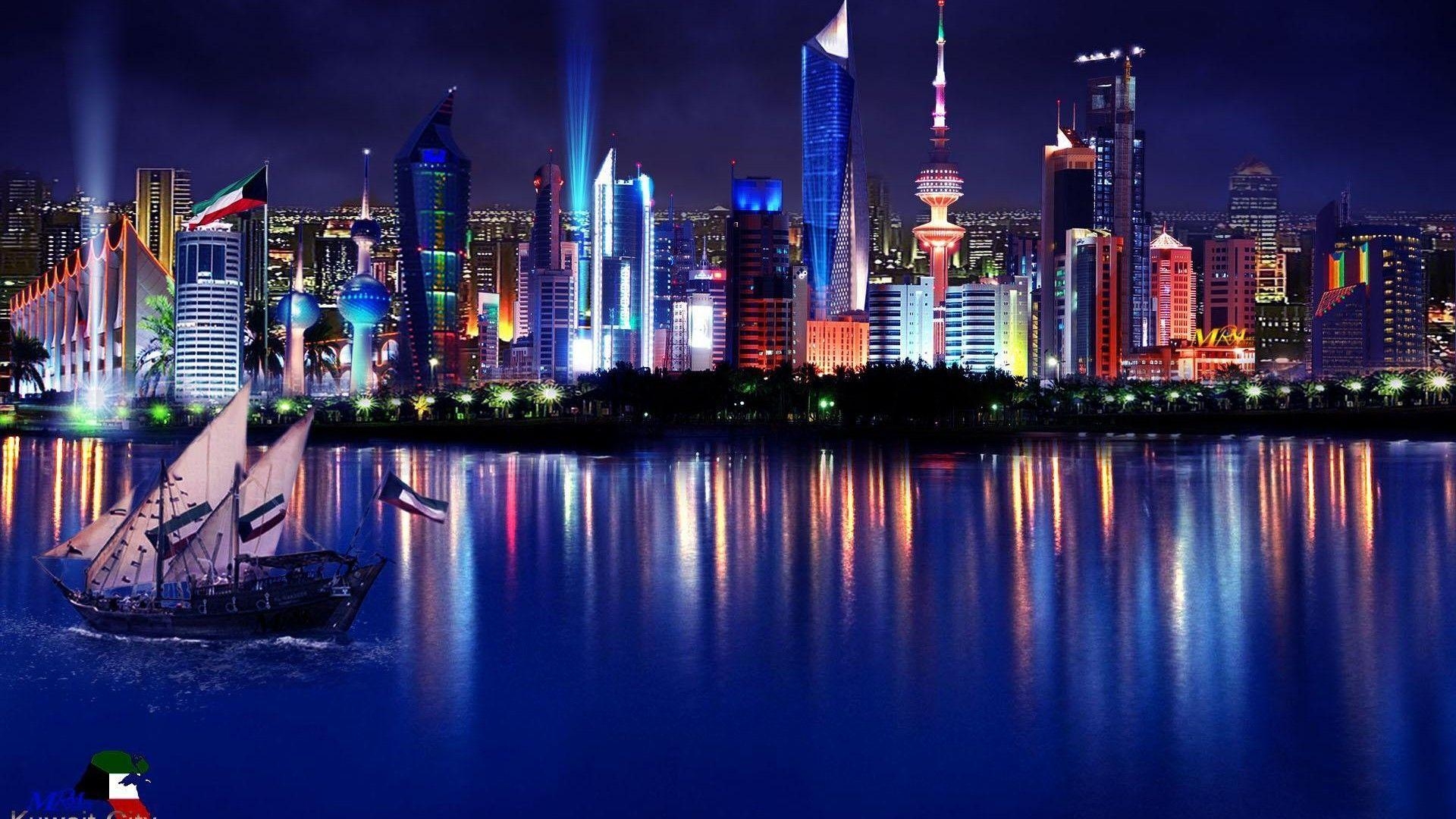 1920x1080 Kuwait City Night HD desktop wallpaper, Widescreen, High, Desktop