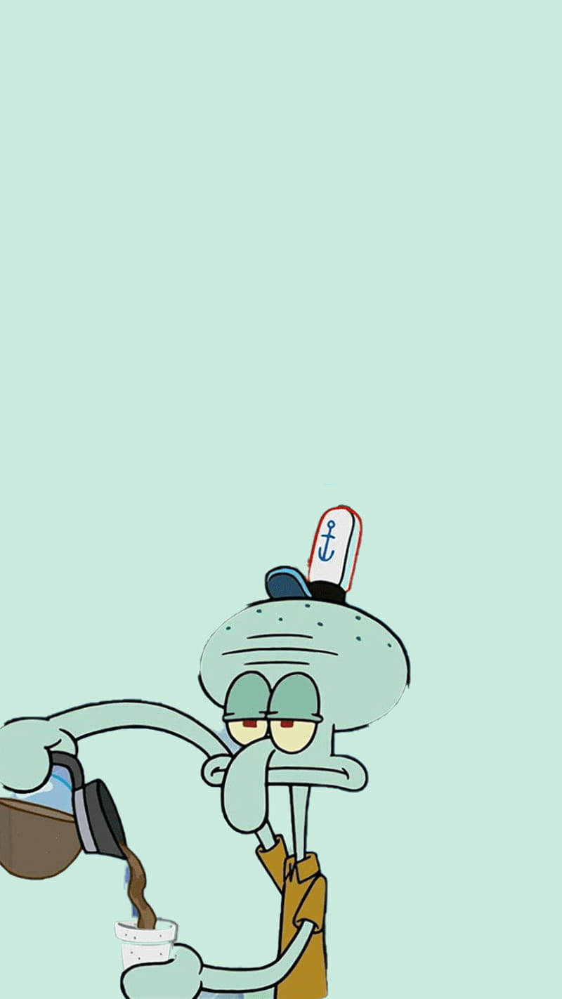 800x1430 Download Squidward Tentacles Pouring Coffee Wallpaper, Phone