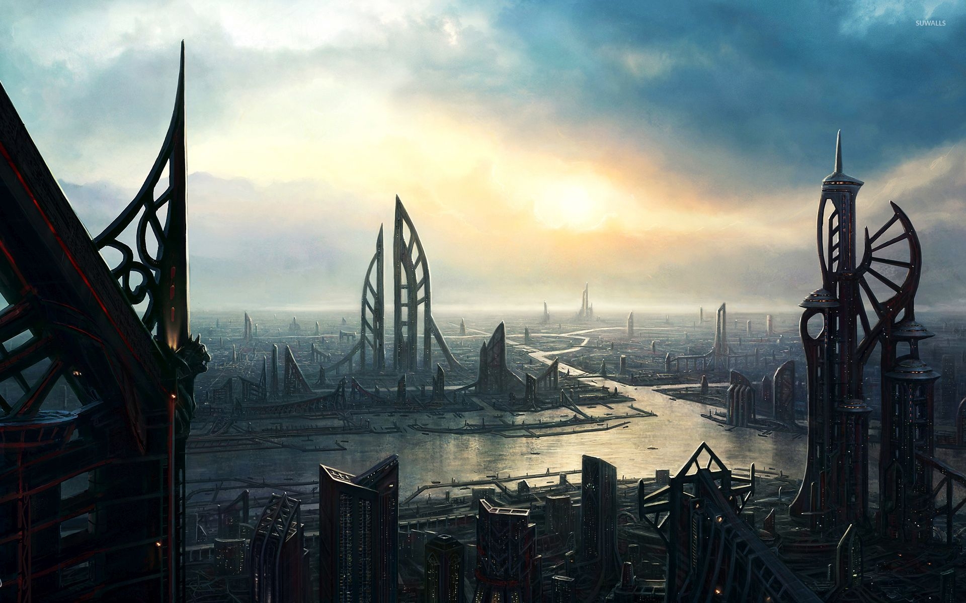 1920x1200 Light In The Sci Fi City Wallpaper Wallpaper, Desktop