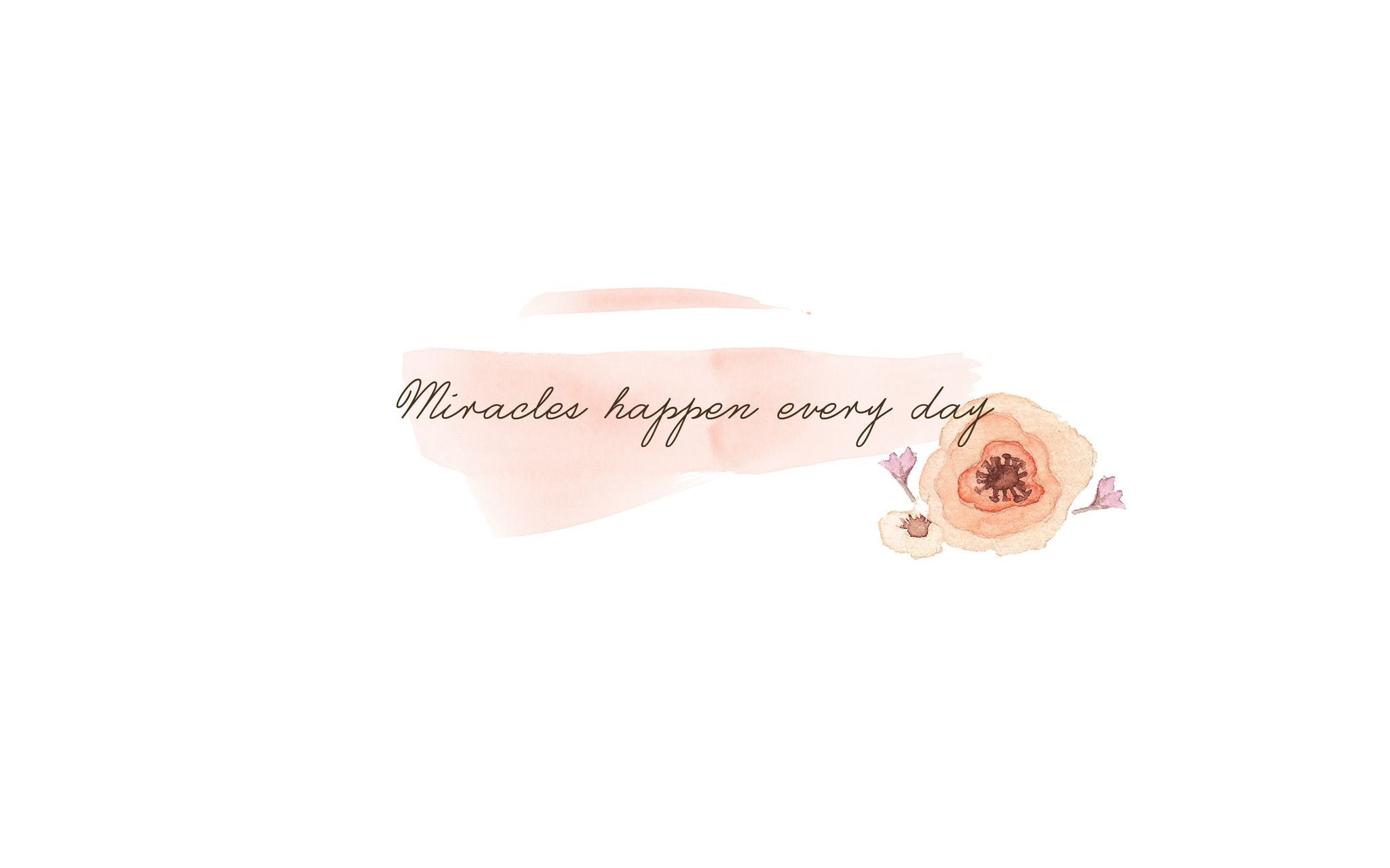 2050x1280 Minimal watercolour Peach floral Miracles happen desktop wallpaper, Desktop