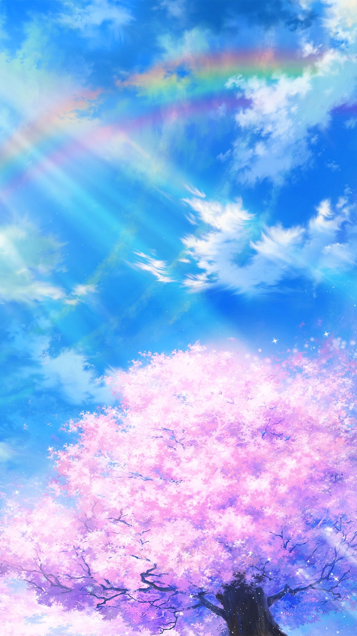 1250x2210 Anime Sky Cloud Spring Art Illustration Wallpaper, Phone