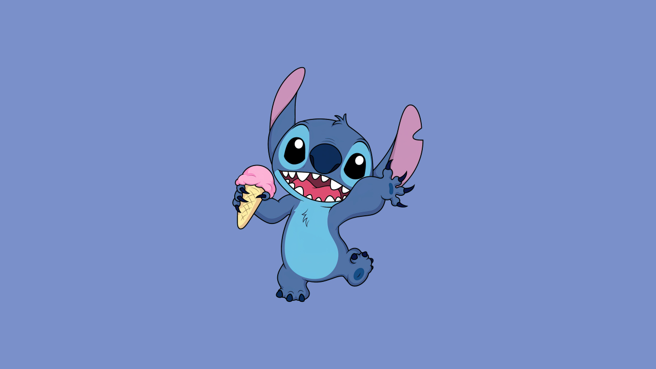 1280x720 Stitch Wallpaper 4K, Disney, Cartoon, Blue background, Desktop