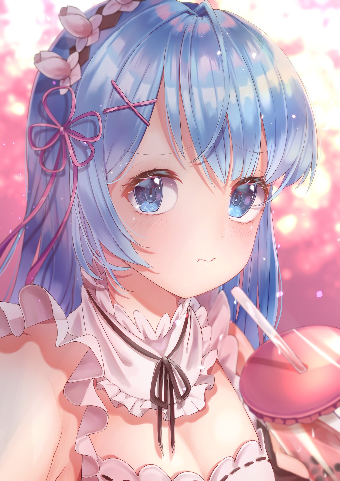 1450x2050 Cute Anime Girl Drinking Bubble Tea, Phone