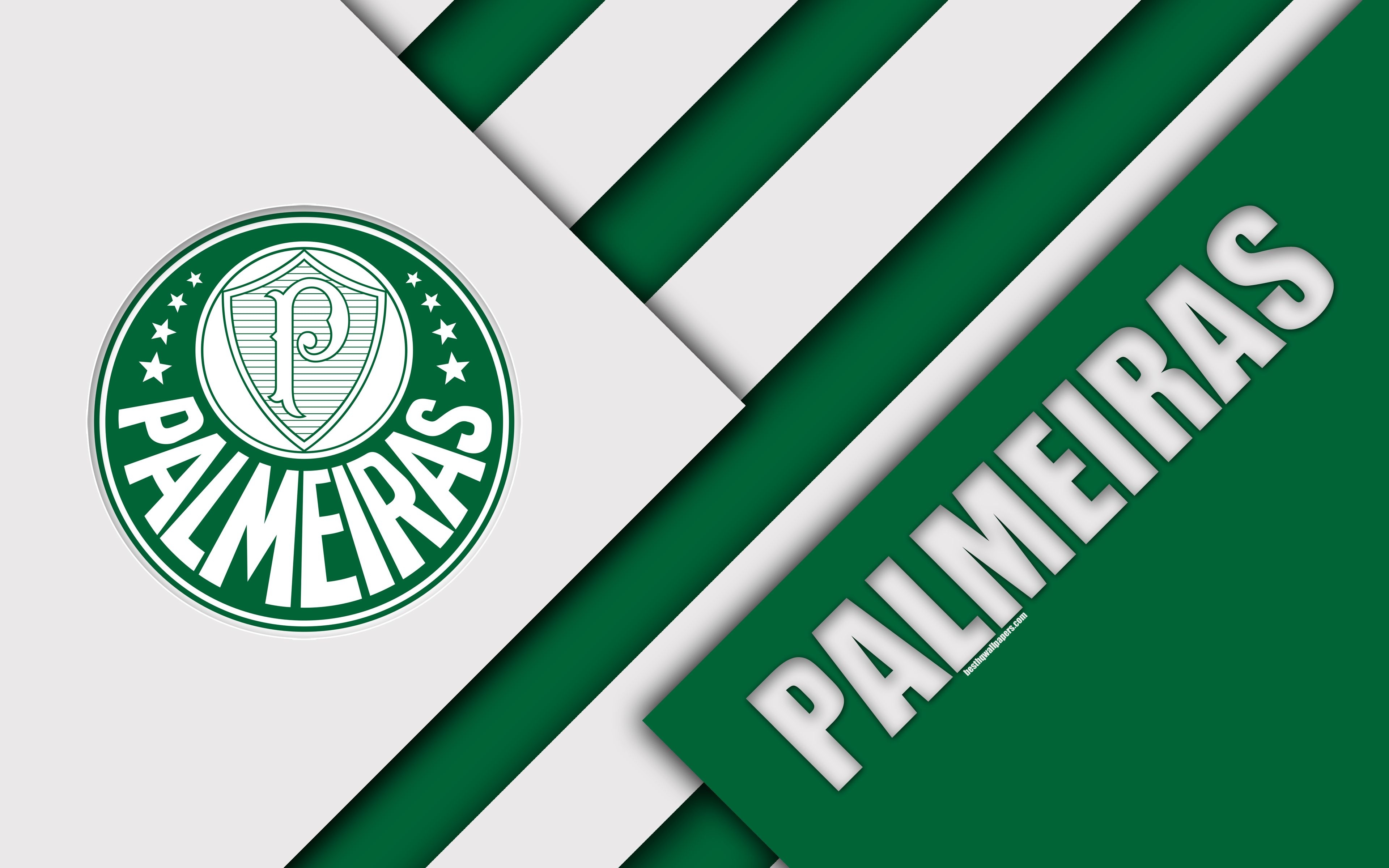 3840x2400 Download wallpaper Palmeiras FC, São Paulo, Brazil, 4k, material design, green white abstraction, Brazilian football club, Serie A, football for desktop with resolution. High Quality HD picture wallpaper, Desktop