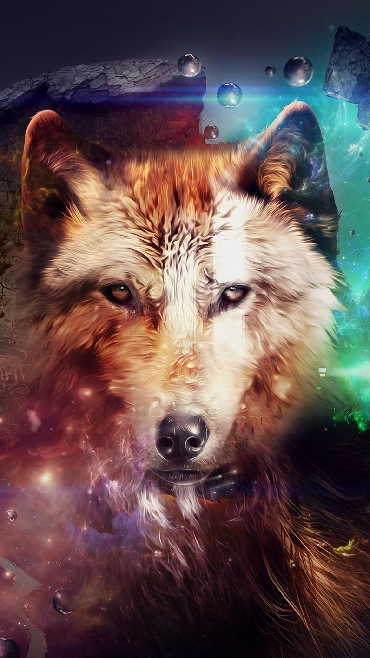 750x1340 Free download iPhone wallpaper Multicolor magic wolf head iPhone 6 and under [] for your Desktop, Mobile & Tablet. Explore Wolf Wallpaper for iPhone. Wolf Wallpaper, Wolf Wallpaper Free, Phone