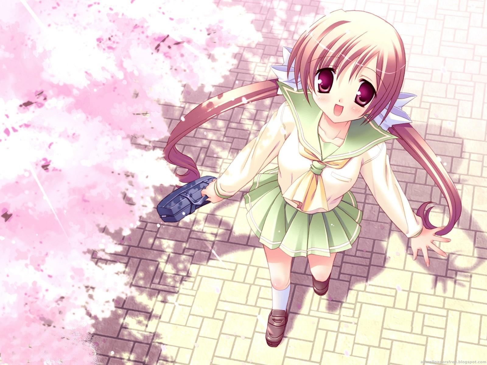 1600x1200 Anime girl spring blossoms wallpaperx1200, Desktop