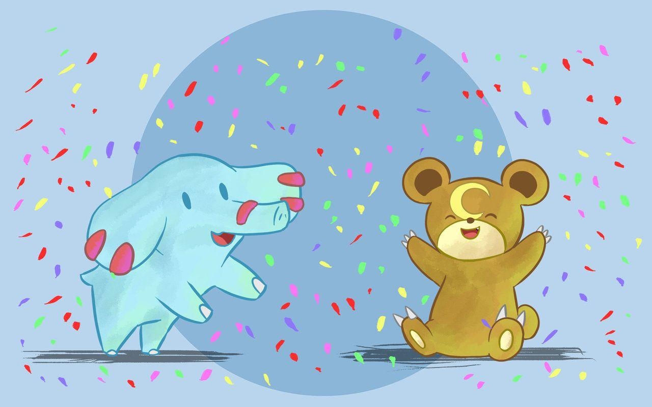 1280x800 Phanpy and Teddiursa Celebrate, Desktop