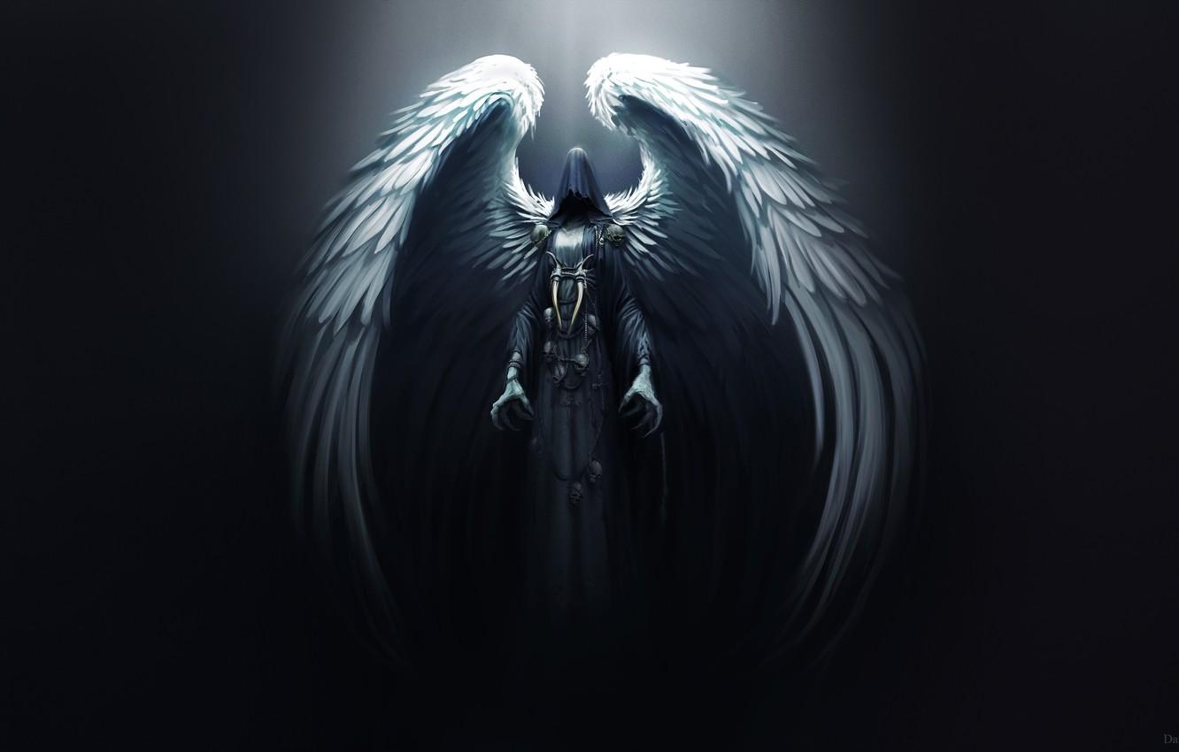 1340x850 Wallpaper Angel, Dark, Wings, Death, Goddess, Darkness, Horror, Desktop