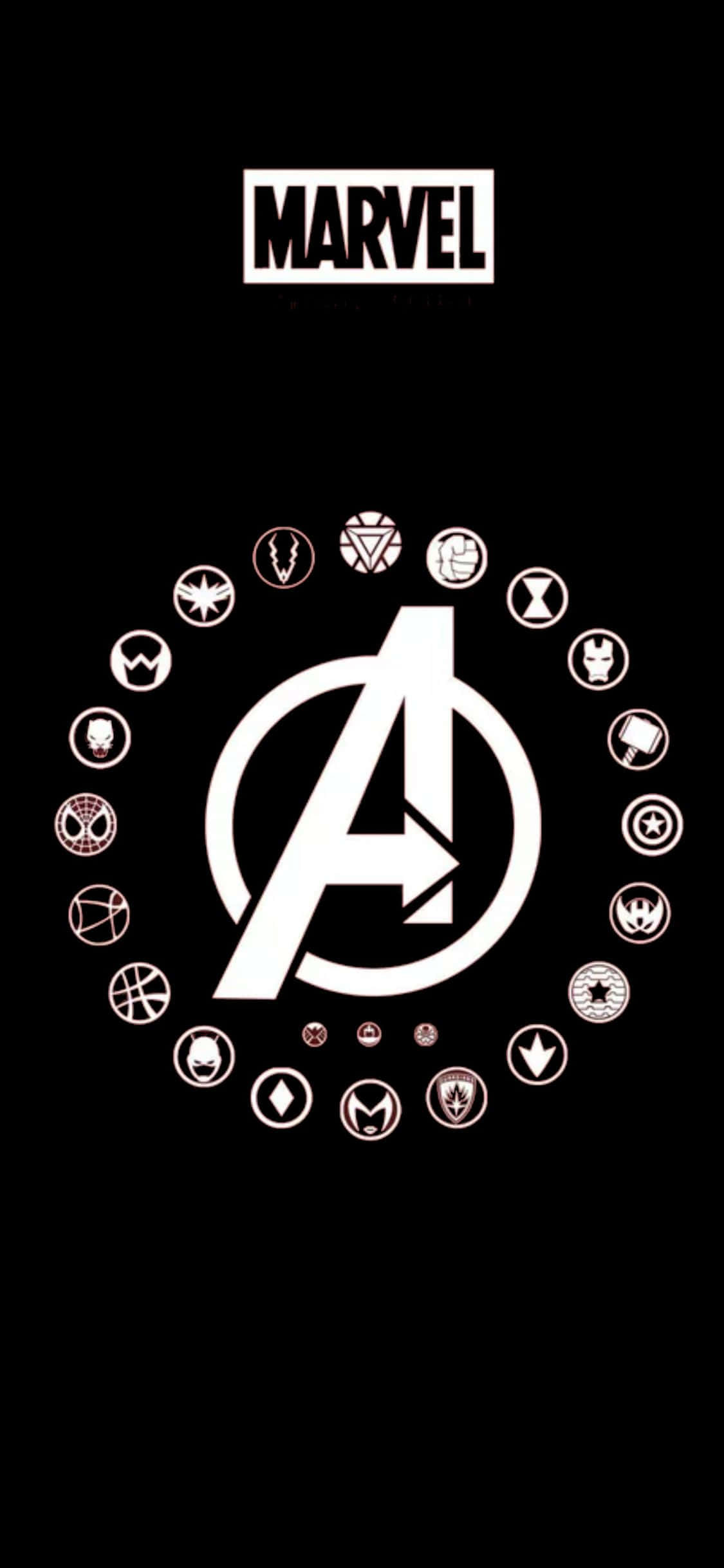 1130x2440 Download iPhone XS Avengers Logo Background With Superheroes Symbol, Phone