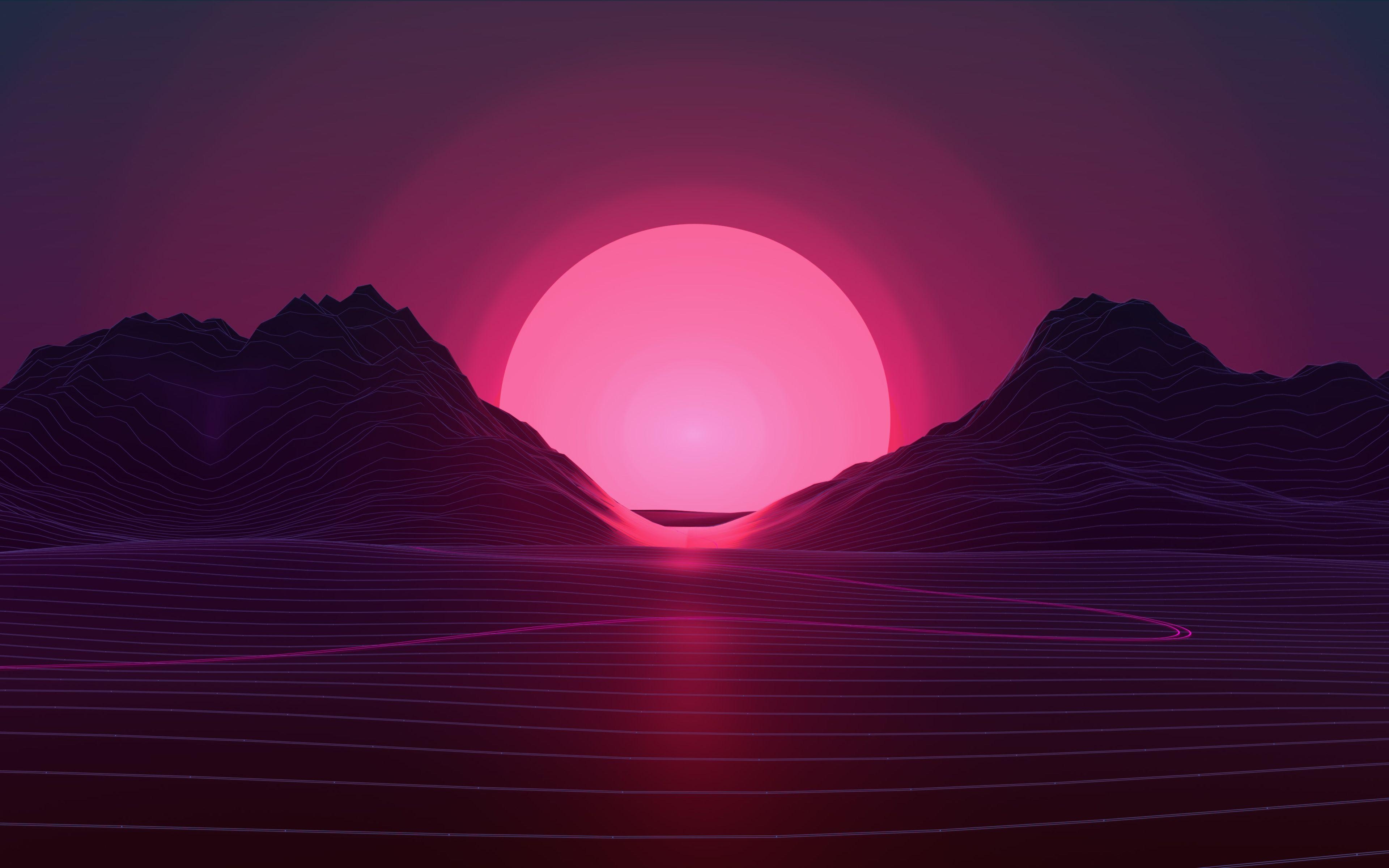 3840x2400 Free download sunset 4k pink sun abstract landscape neon lights art [] for your Desktop, Mobile & Tablet. Explore Aesthetic Wallpaper 4K. Aesthetic 4K Wallpaper, Aesthetic Wallpaper 4K, Night, Desktop