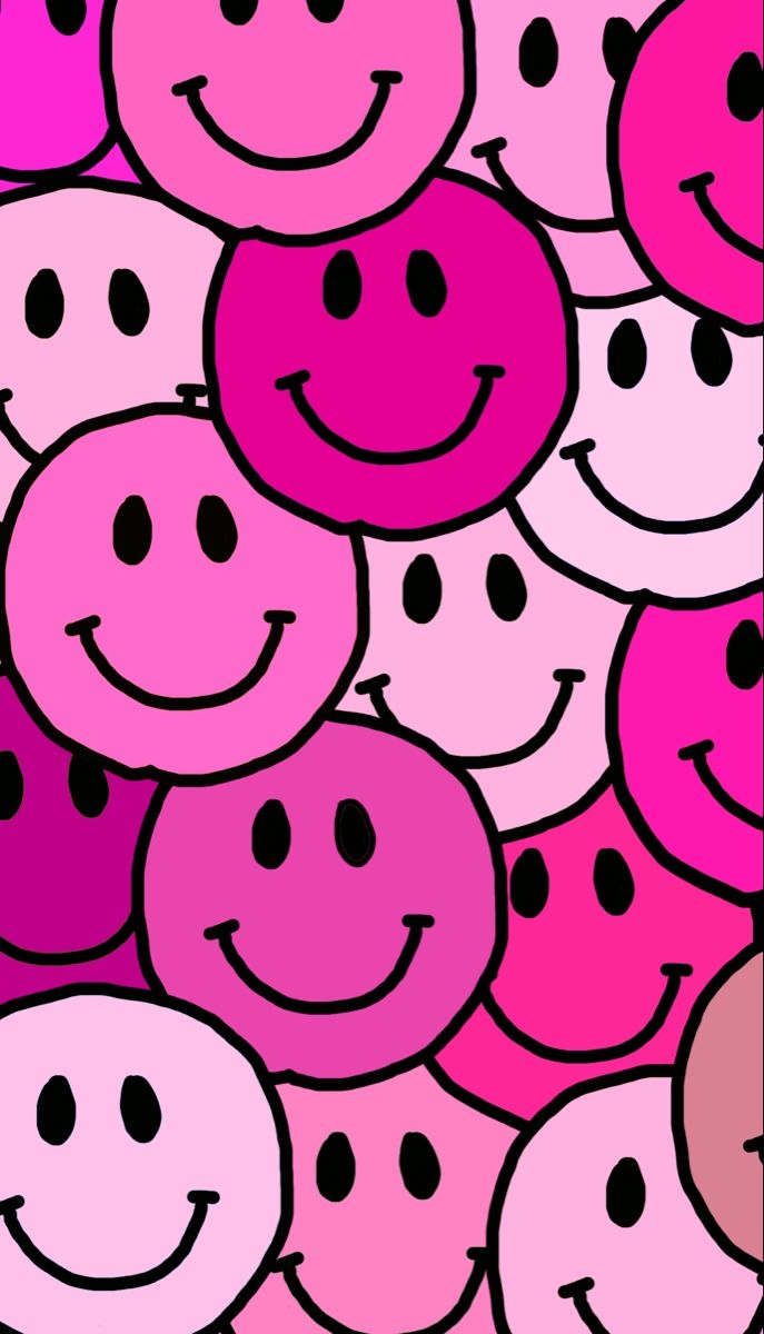 690x1200 Trendy pink layered smiley face wallpaper. Preppy wallpaper, iPhone wallpaper pattern, Cute patterns wallpaper, Phone