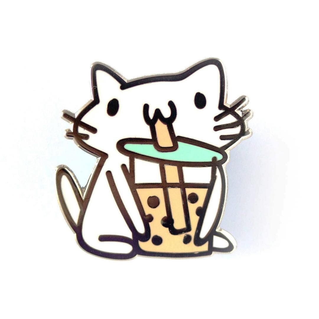 1080x1080 Have you gotten your Boba cat yet? Squiggle Cat comes back as a new pin, slurping some #boba and enjoying life like we wish we c. Cat pin, Enamel pins, Squiggles, Phone