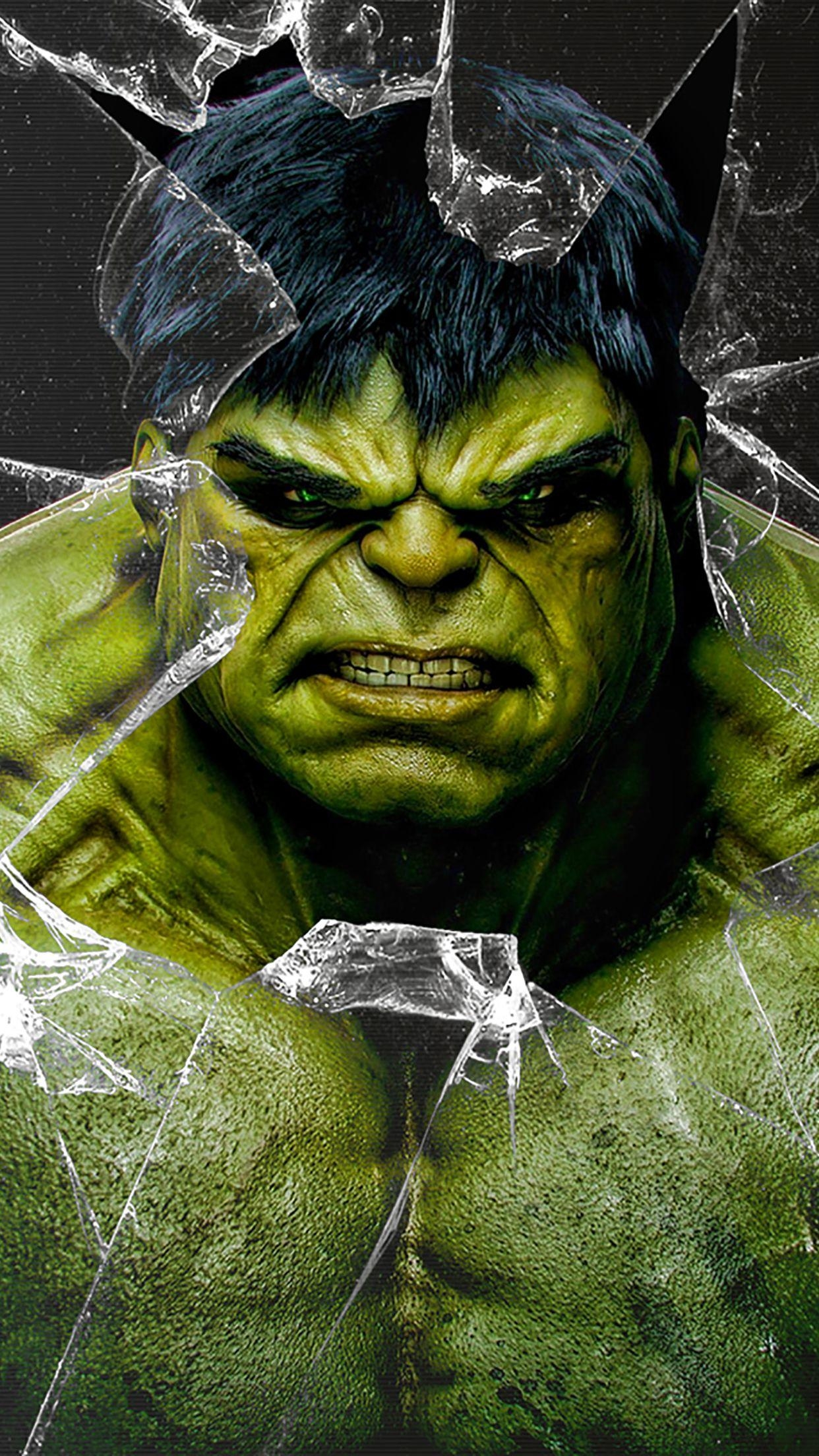 1250x2210 Hulk broken glass Wallpaper for iPhone X, 6, Phone