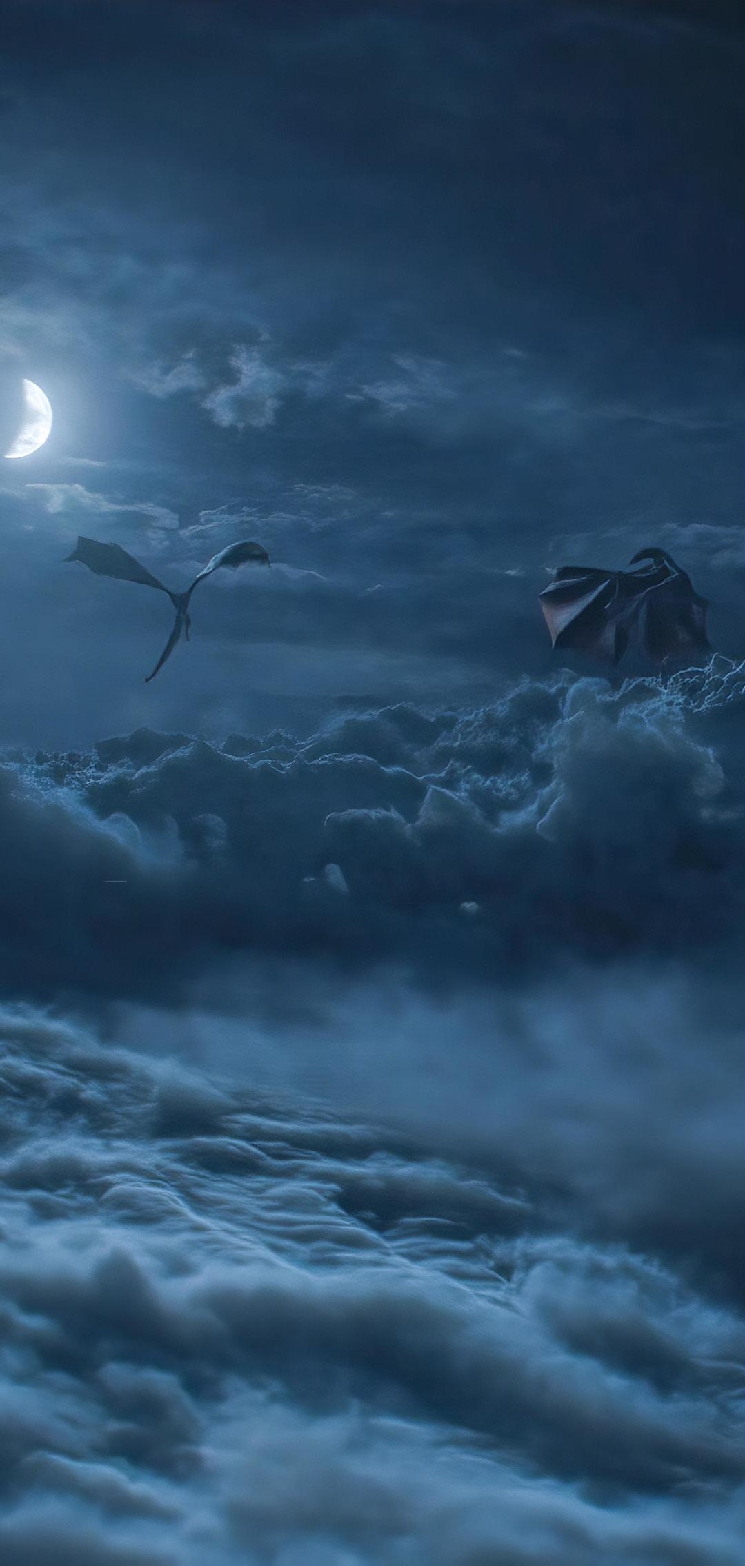 1080x2270 Dragons Above Cloud Game Of Throne Season 8, Phone