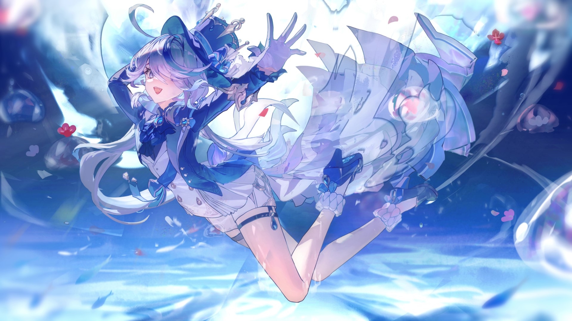 1920x1080 Furina Swimming Underwater Genshin, Desktop