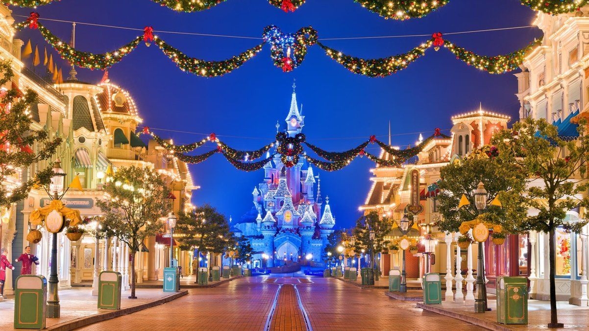 1210x680 Free Disney Zoom Background & Wallpaper Tourist Blog. Disneyland paris christmas, Disney world christmas, Disneyland christmas, Desktop