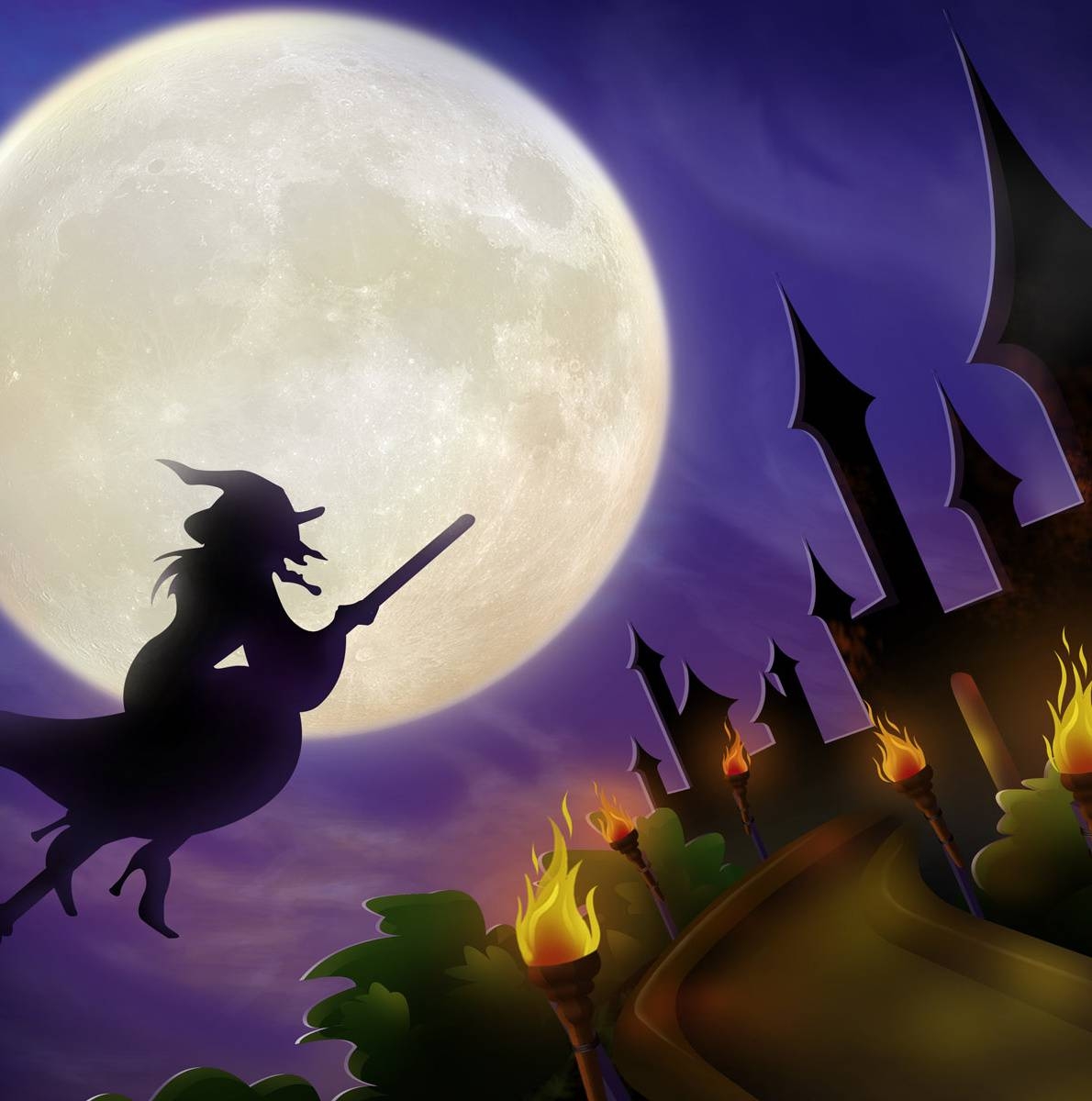 1190x1200 Halloween Witch Wallpaper, Phone