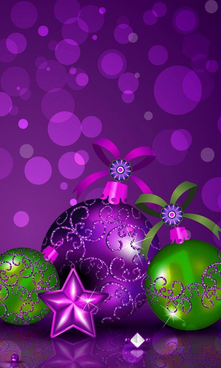 770x1280 Purple & Green Christmas Balls Screen in 2019, Phone