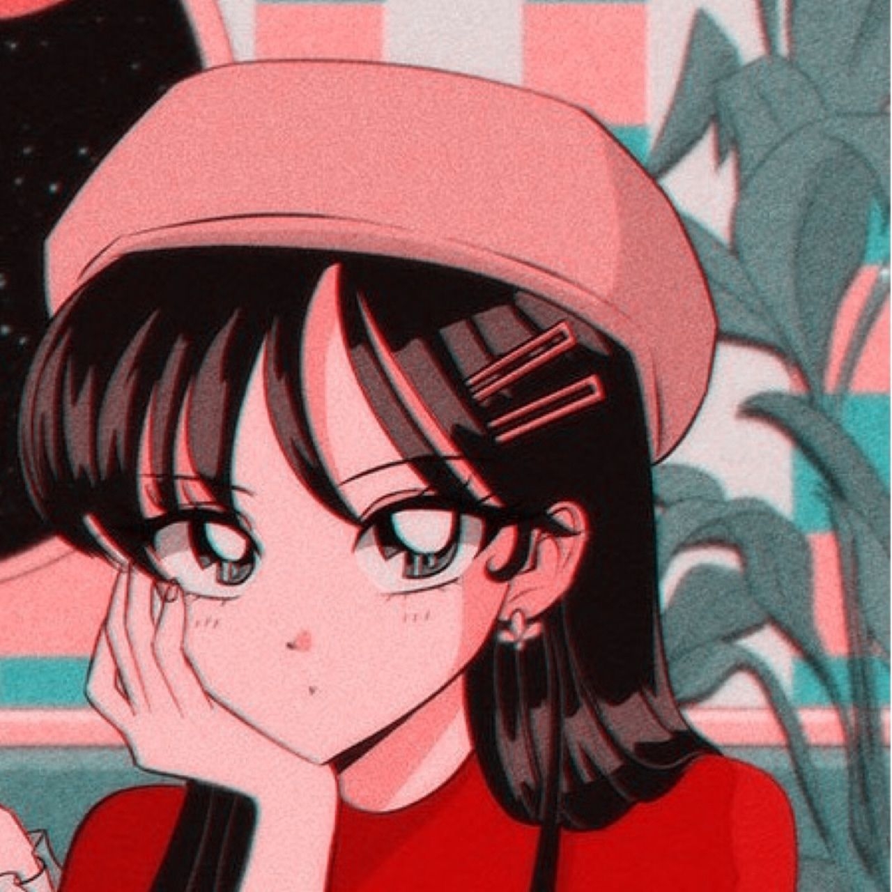 1280x1280 Aesthetic Anime PFP Red, Phone