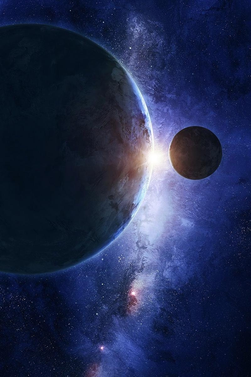 800x1200 Download wallpaper  planet, satellite, space, Phone