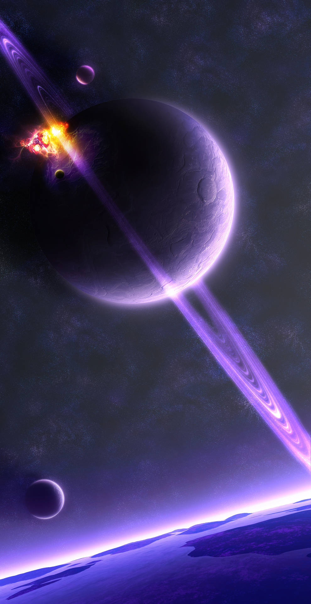 990x1920 Download Purple Planet Saturn Wallpaper, Phone