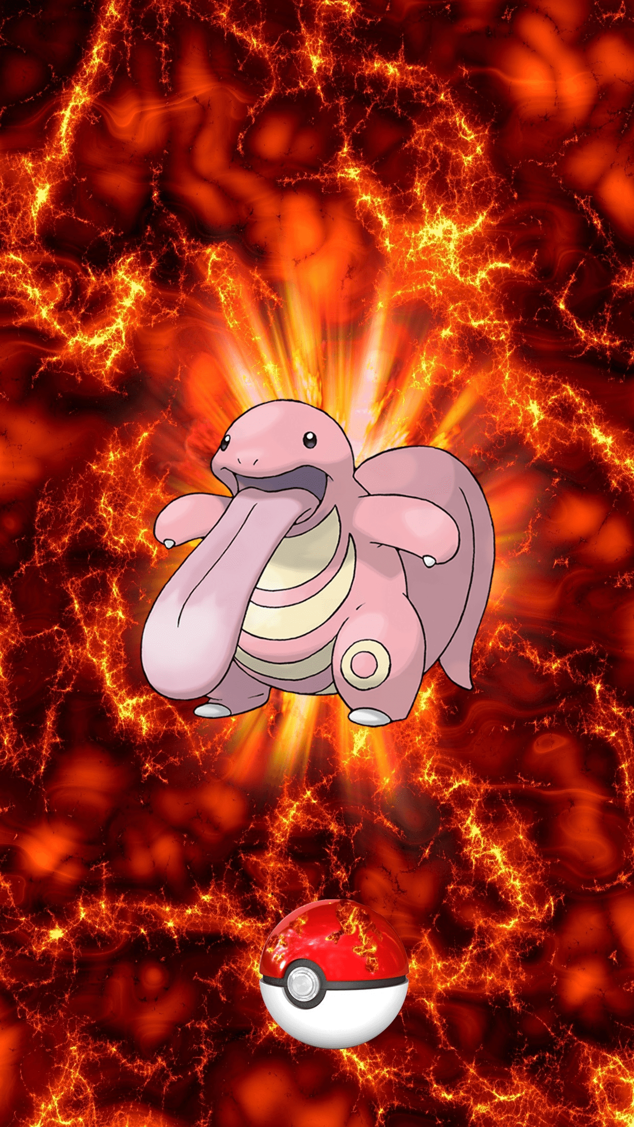 1250x2210 Fire Pokeball Lickitung Beroringa Egg, Phone