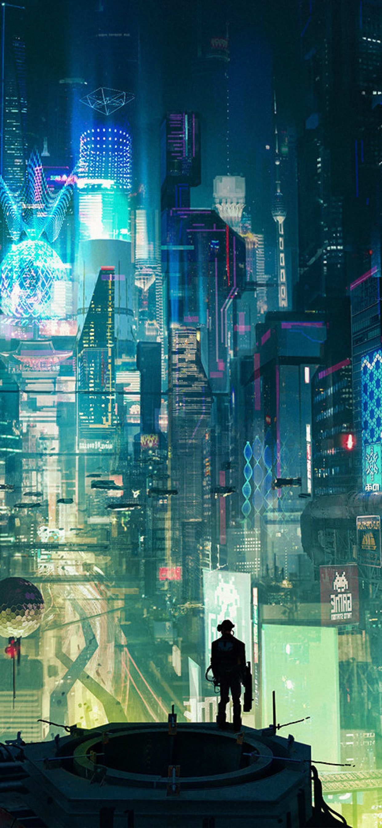 1250x2690 iPhone Xs Wallpaper Cyberpunk, Phone