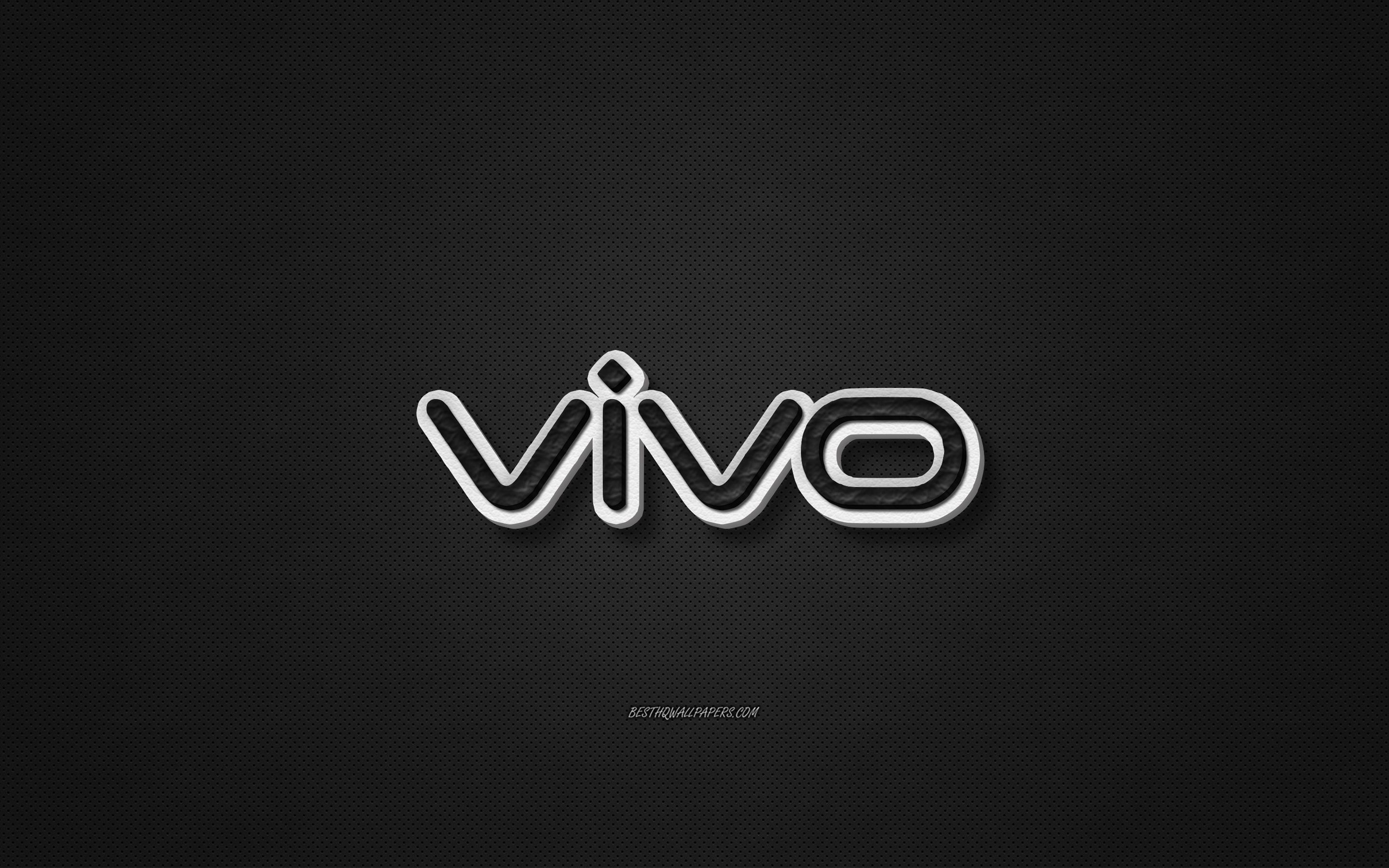 2880x1800 Download wallpaper Vivo leather logo, black leather texture, Desktop