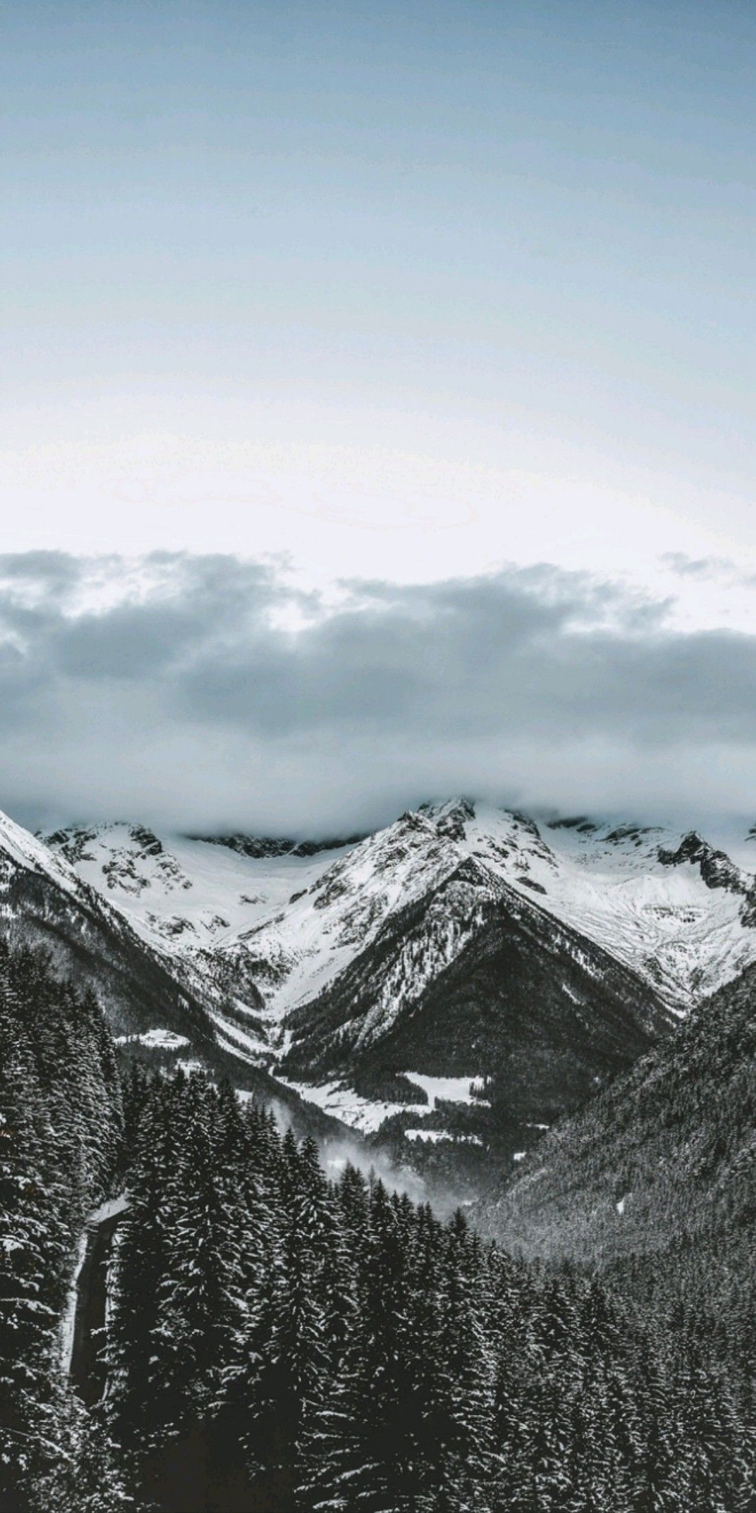 1100x2200 Winter Mountain Wallpaper, Phone