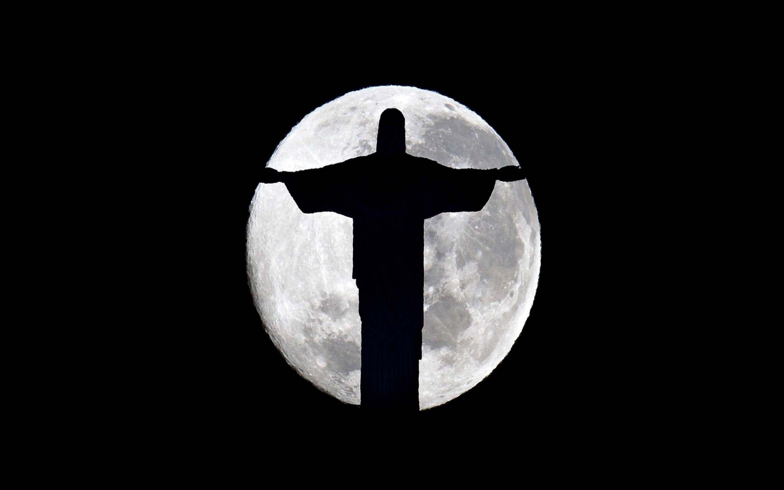 2560x1600 Christ The Redeemer Moon wallpaper, Desktop