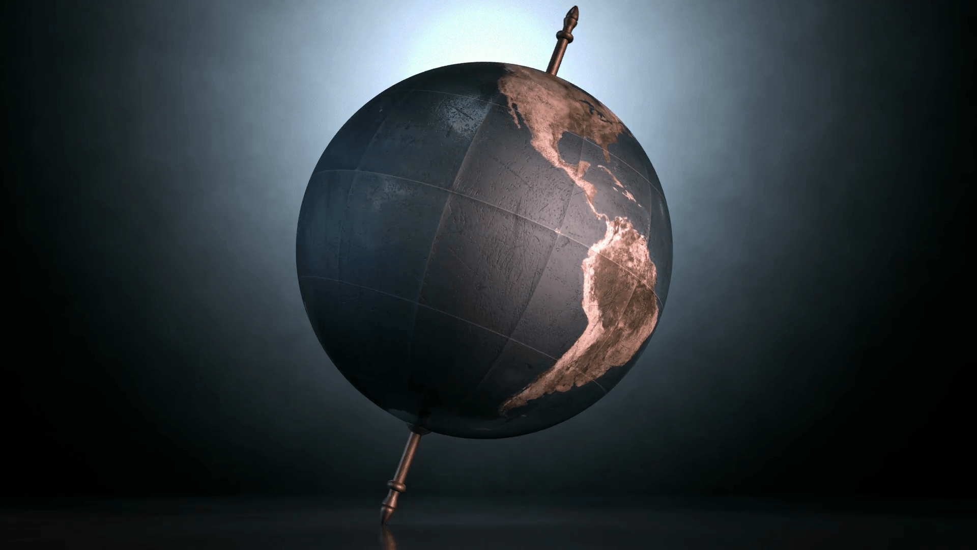 1920x1080 A static view of a world globe ornament spinning on a tilted axis, Desktop