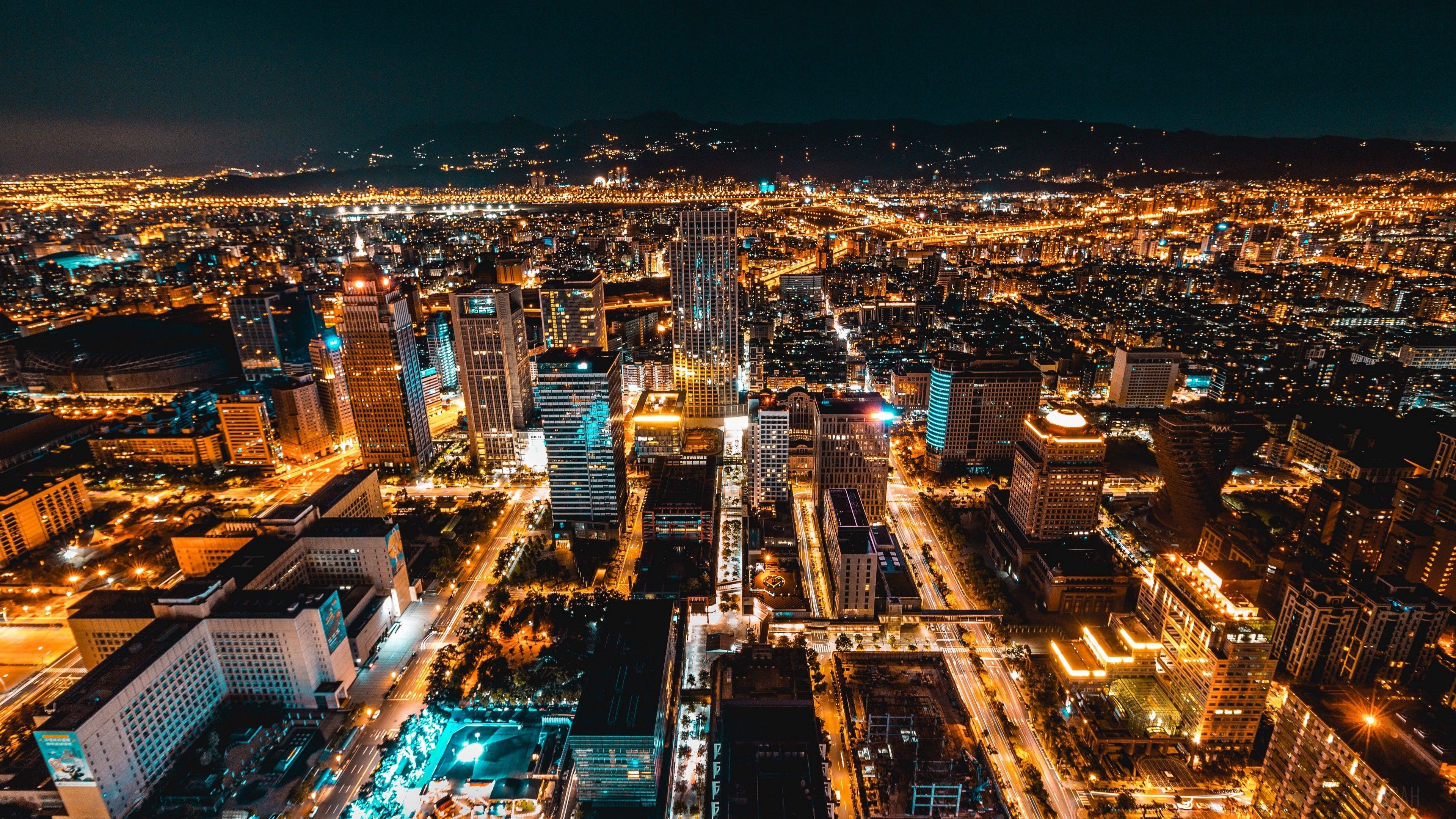 3840x2160 taiwan, china, skyscrapers, night city 4k wallpaper HD Wallpaper, Desktop