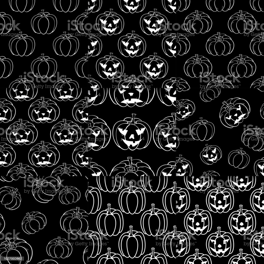 1030x1030 Halloween Pumpkin Patterns Black And White Monochrome Seamless Background Stock Illustration Image Now, Phone