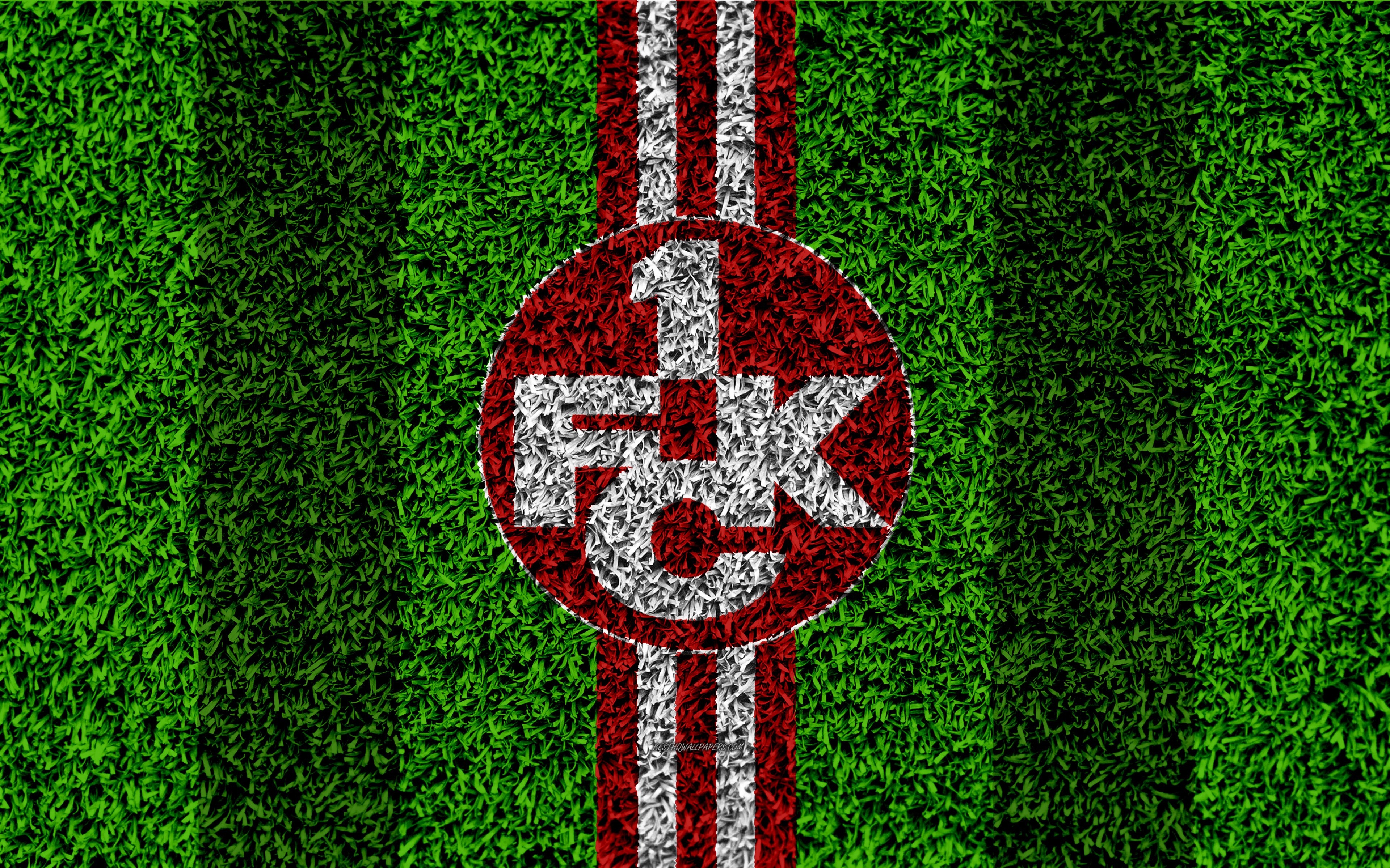 3840x2400 Download wallpaper Kaiserslautern FC, FCK DE, 4k, German football club, football lawn, logo, emblem, red white lines, Bundesliga Kaiserslautern, Germany, football, grass texture for desktop with resolution. High Quality HD, Desktop