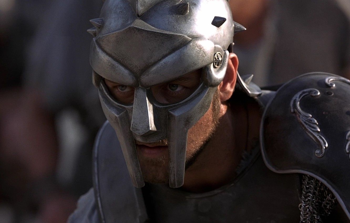 1340x850 Wallpaper Look, Armor, Warrior, Helmet, Actor, Movie, Fighter, Male, The film, Gladiator, Wallpaper, Maximus, Russell Crowe, Knight, Movie, Film image for desktop, section фильмы, Desktop