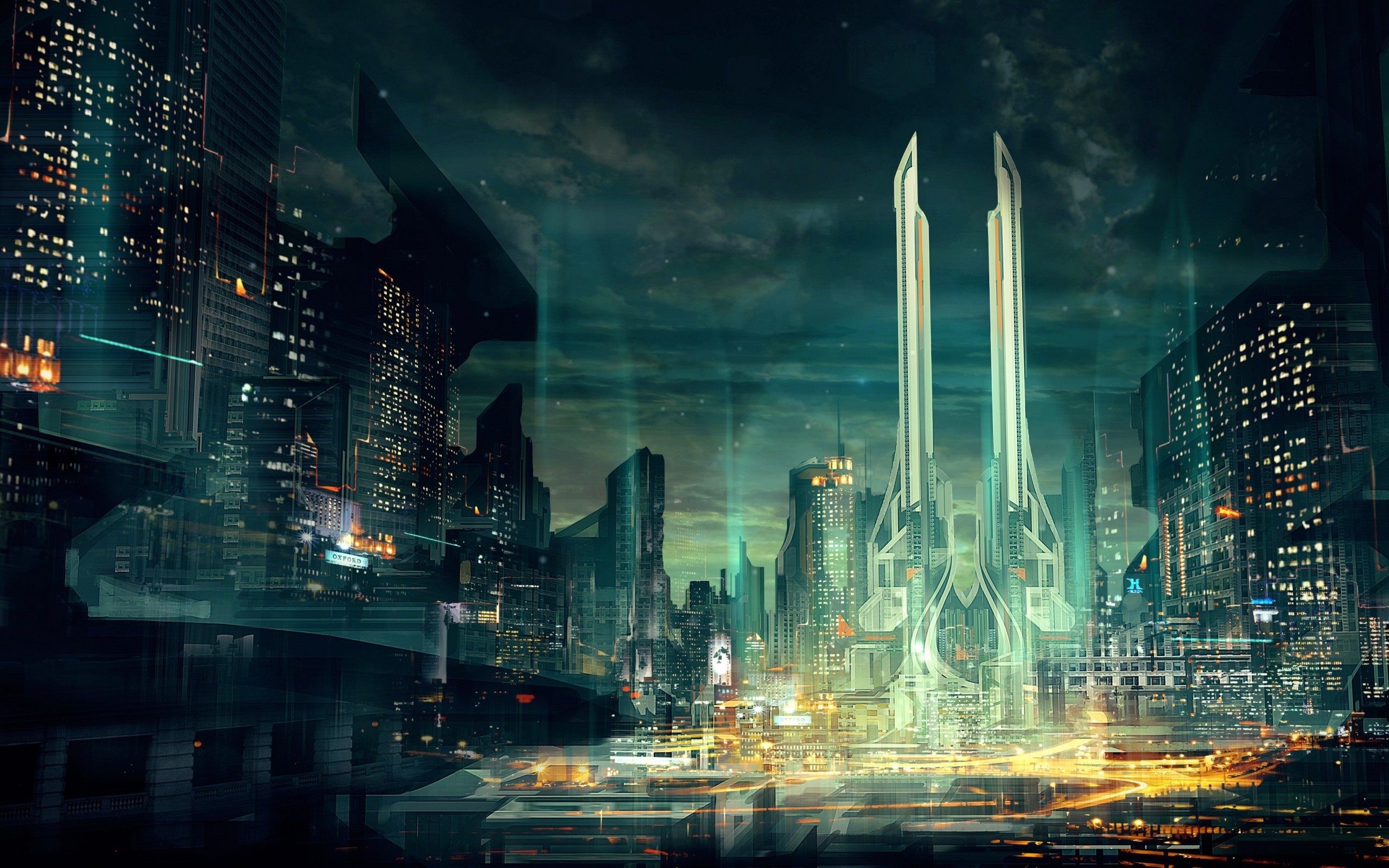 2560x1600 Free download Sci Fi City Of Future Wallpaper HD For Desktop, Desktop