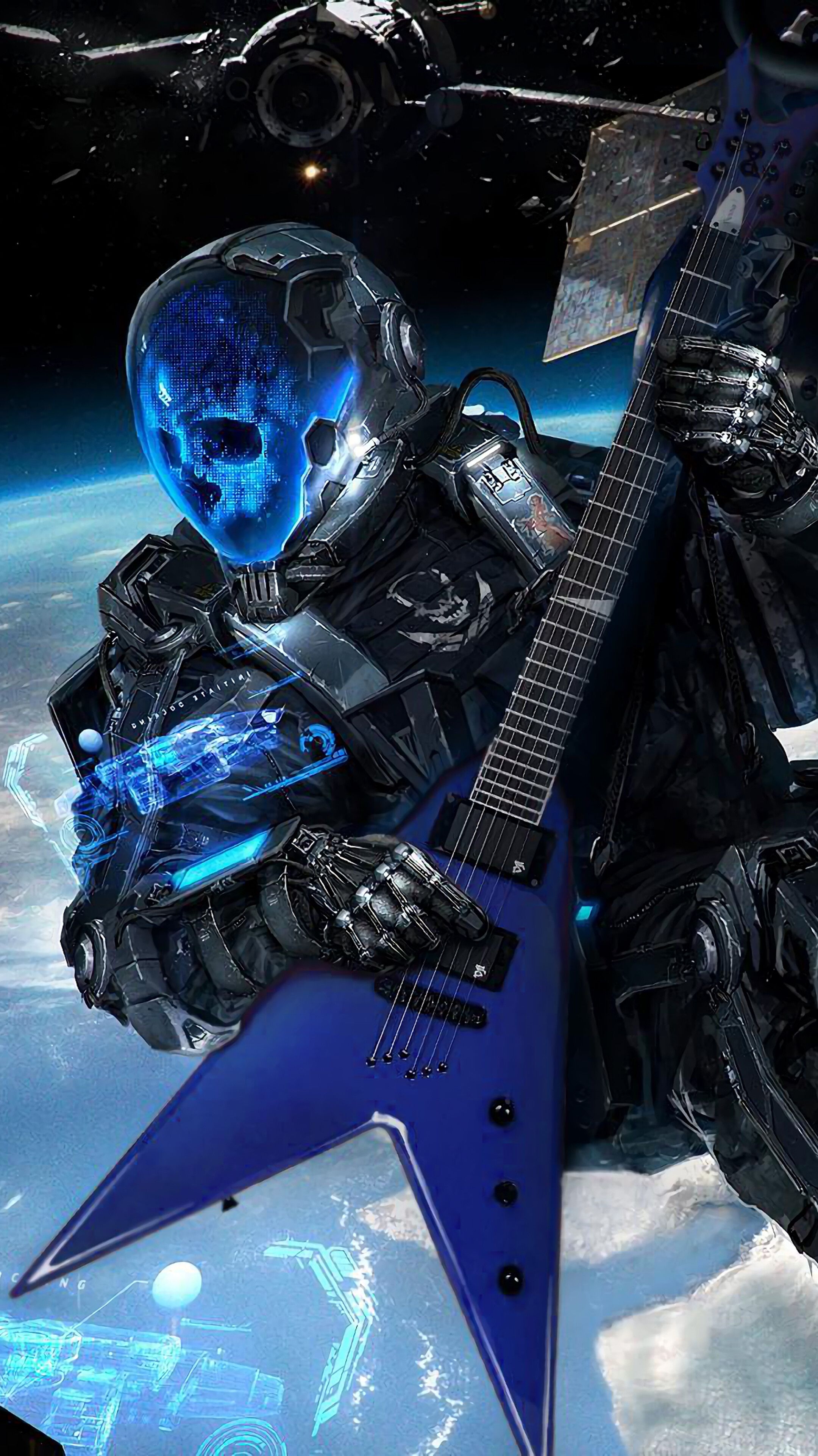 2160x3840 Sci Fi, Skull, Astronaut, Electric Guitar, 4K Phone HD Wallpaper, Image, Background, Photo And Picture. Mocah HD Wallpaper, Phone