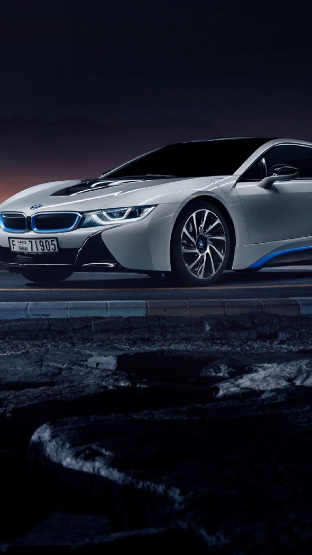 1080x1920 HD Background BMW i8 In White Color Side View Night Wallpaper, Phone