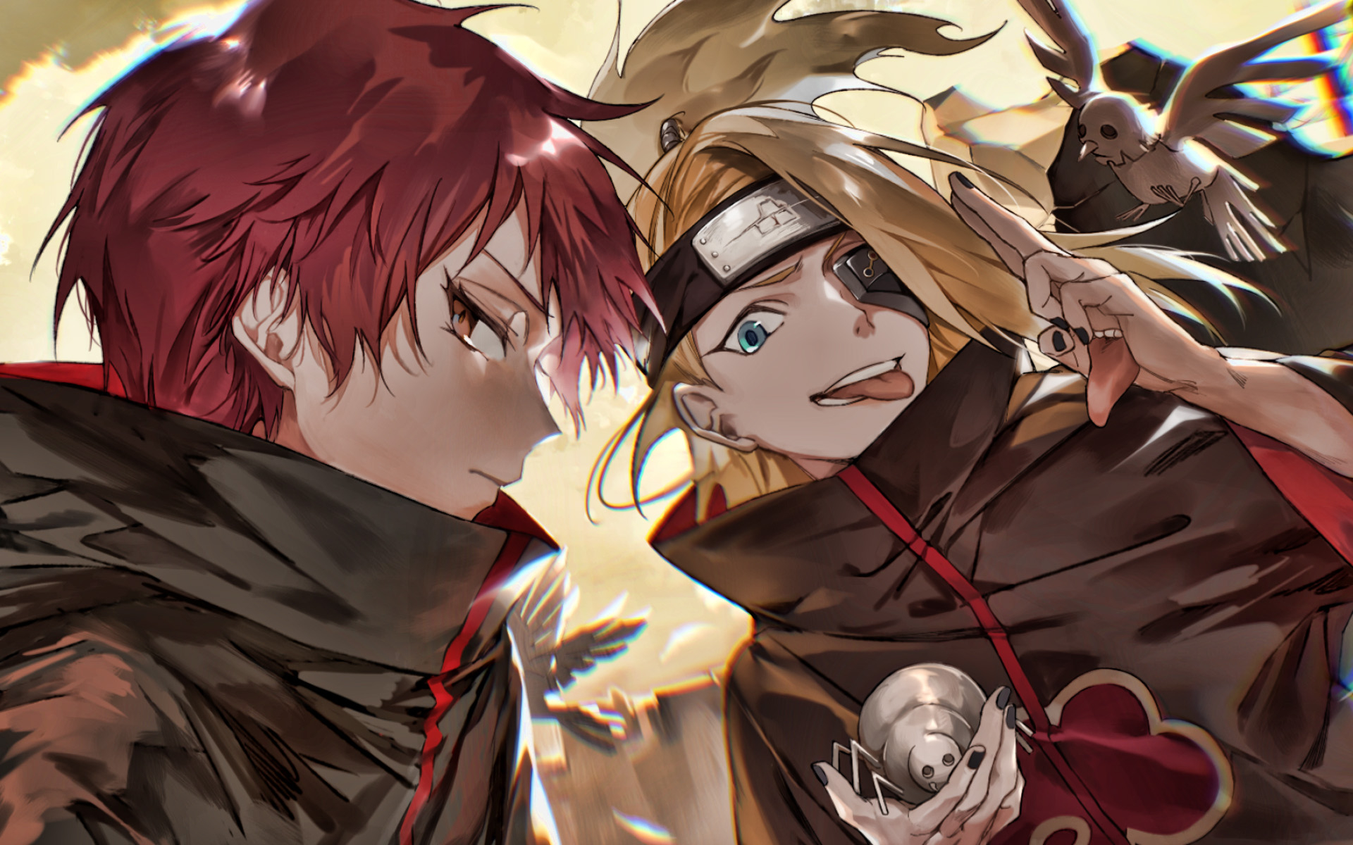 1920x1200 Download wallpaper Deidara and Sasori, manga, Sharingan, Naruto characters, Deidara, Sasori, Red Sand, Naruto, Akasuna no Sasori for desktop with resolution. High Quality HD picture wallpaper, Desktop