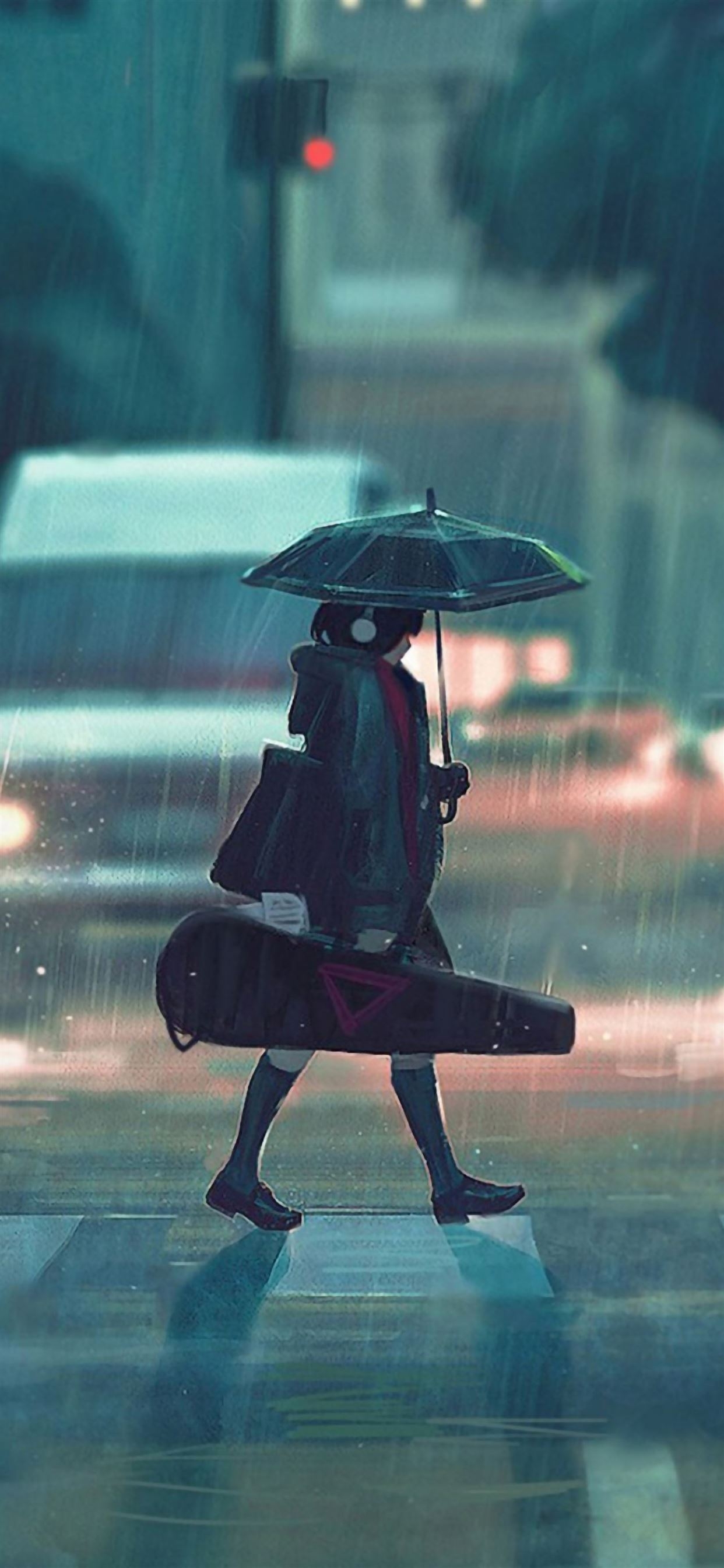 1250x2690 Rainy day anime girl iPhone Wallpaper Free Download, Phone