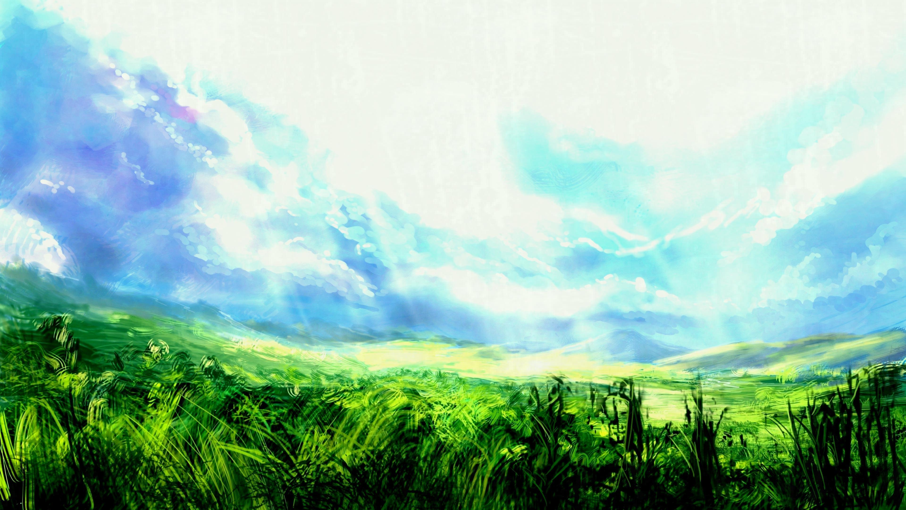 3840x2160 Artwork Nature Clouds Sky Grass Wallpaper HD Desktop And Mobile, Desktop