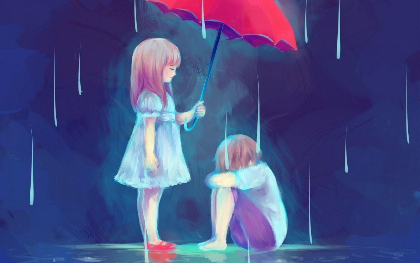 1680x1050 Sad Painting of Anime Couple Wallpaper. HD Desktop Background, Desktop