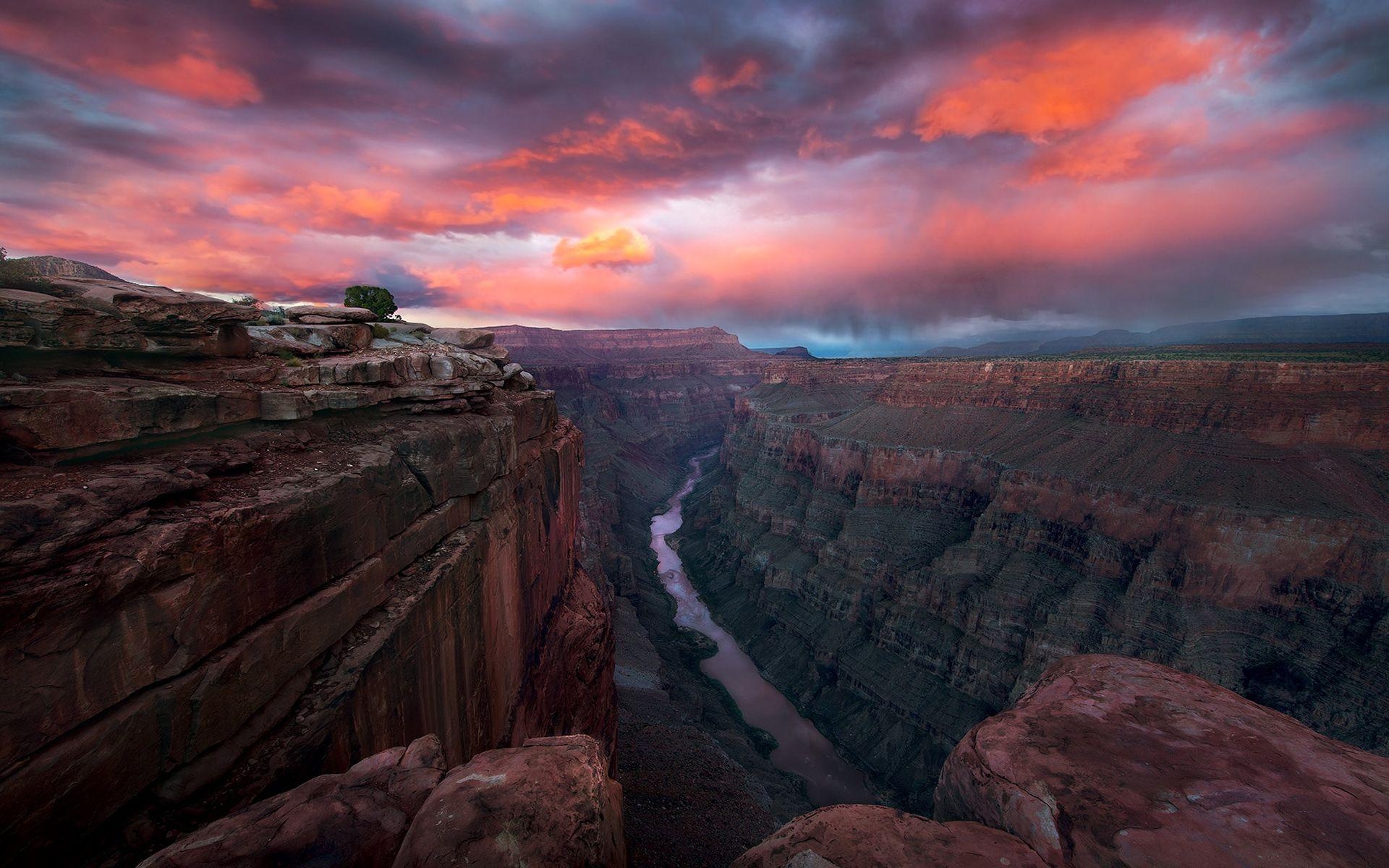 1920x1200 Sunset Red Sky Grand Canyon National Park In Arizona Usa Lipan, Desktop