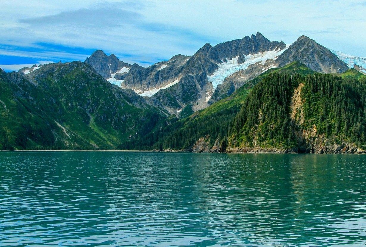 1230x830 Wallpaper, landscape, forest, mountains, sea, bay, lake, nature, Desktop